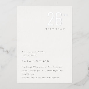 Elegant Minimal Foil Silver Any Age Birthday