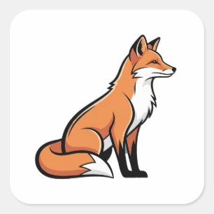 Elegant Minimal Fox Illustration Square Sticker