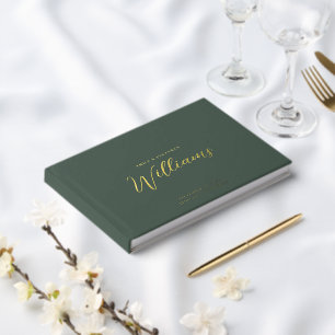 Elegant Minimal Gold Foil Sage Green Wedding  Guest Book