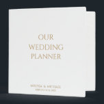 Elegant Minimal Gold Script Our Wedding Planner Binder<br><div class="desc">Modern Our Wedding Planner 3 Ring Binder with a plain white ivory hardcover. Minimal, formal design with an elegant gold script cinzel font on the front cover. This is the perfect gift to give to the happy couple for their engagement so that the future bride can start to plan her...</div>