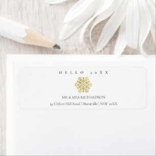 Elegant Minimal Gold Snowflake Hello 2021 Address