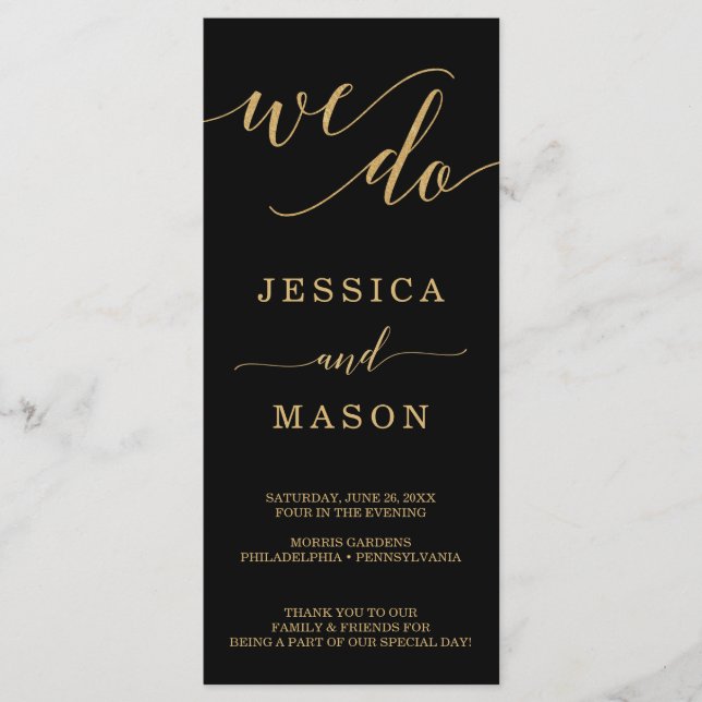 Elegant Minimal Gold Wedding Programs - We Do (Front)