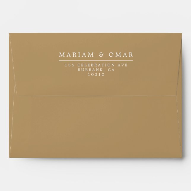 Elegant Minimal Gold White Return Address Wedding Envelope (Back (Top Flap))