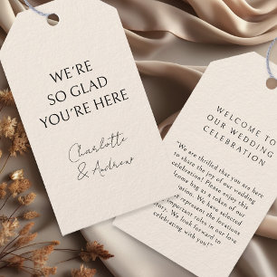 Elegant, minimal, handwriting, beige Gift Tag