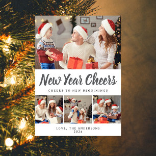 Elegant Minimal Happy New Year Family Photo Holiday Card