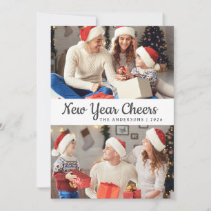 Elegant Minimal Happy New Year Family Photo Holiday Card