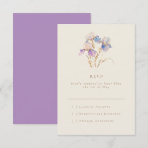 Elegant Minimal Iris Floral RSVP Card