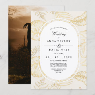 Elegant Minimal Ivory Flora Wedding  Invitation