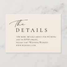 Elegant minimal ivory typography Wedding Details