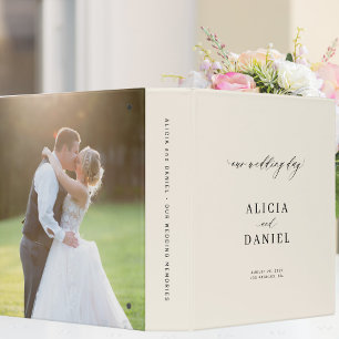 Elegant minimal ivory wedding memories photo album binder