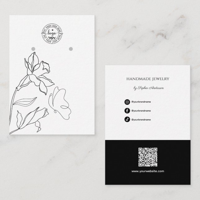 Elegant Minimal Jewellery Earrings Display Card (Front/Back)