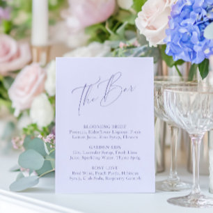 Elegant Minimal Lavender Bridal Shower Bar Menu
