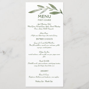 Elegant Minimal Leaves Frame Green Olive Hunter Menu