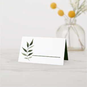 Elegant Minimal Leaves Frame Green Olive Hunter  Place Card