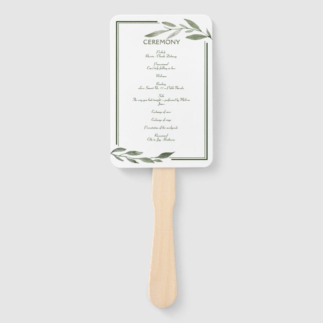 Elegant Minimal Leaves Frame Green Olive Hunter Pr Hand Fan (Front)