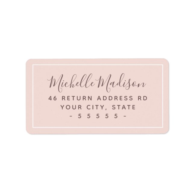 Elegant minimal light blush pink return address  label (Front)