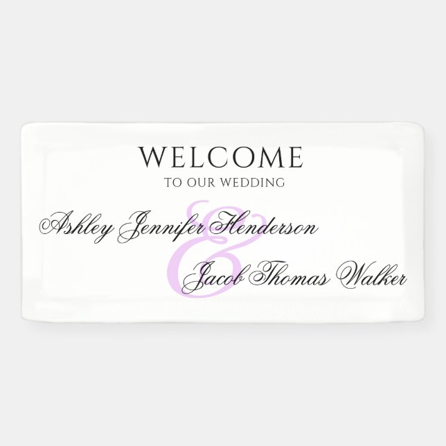 Elegant Minimal Light Purple Custom Name Wedding Banner (Horizontal)