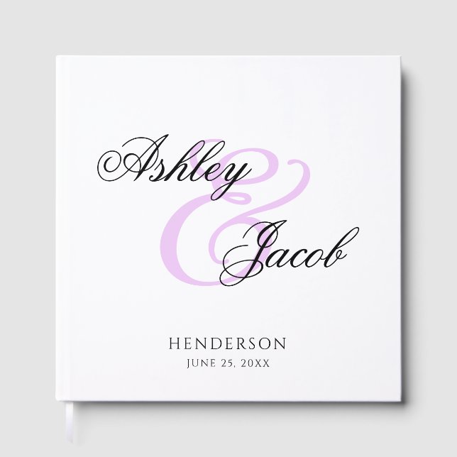 Elegant Minimal Light Purple Custom Name Wedding Guest Book (Front)