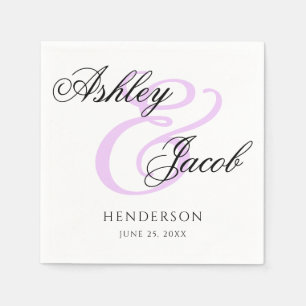 Elegant Minimal Light Purple Custom Name Wedding Napkin