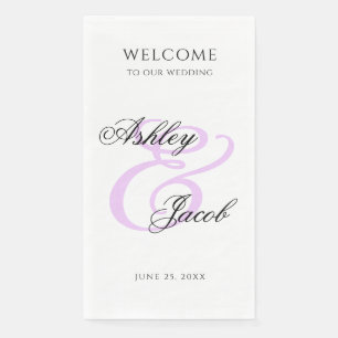 Elegant Minimal Light Purple Custom Name Wedding Napkin