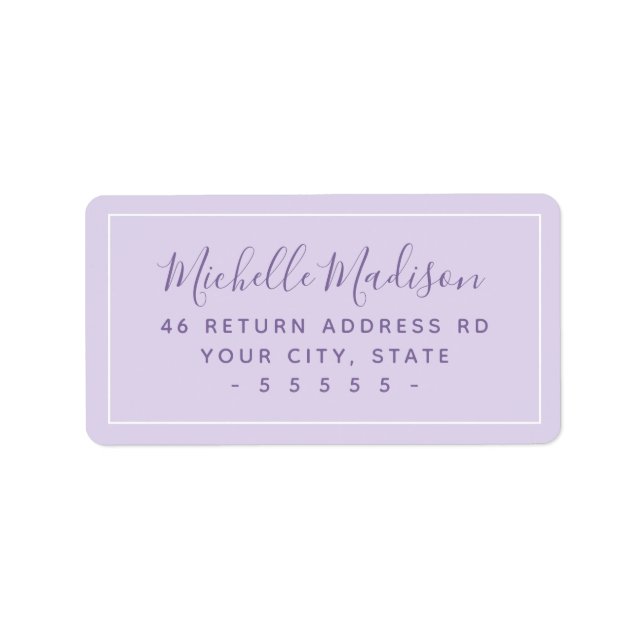 Elegant minimal light purple return address  label (Front)