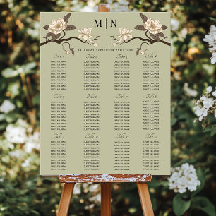 Elegant Minimal Magnolia Wedding Seating Chart