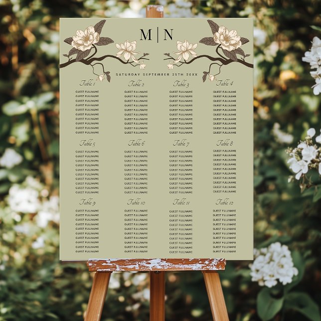 Elegant Minimal Magnolia Wedding Seating Chart (Creator Uploaded)