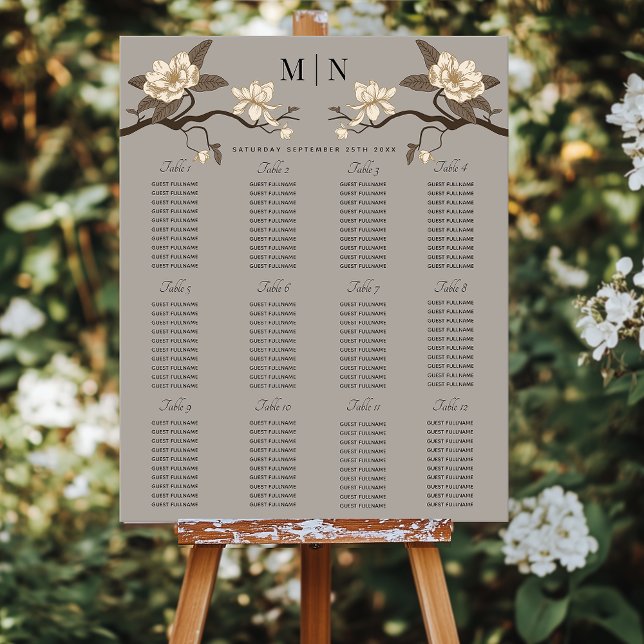 Elegant Minimal Magnolia Wedding Seating Chart (Creator Uploaded)
