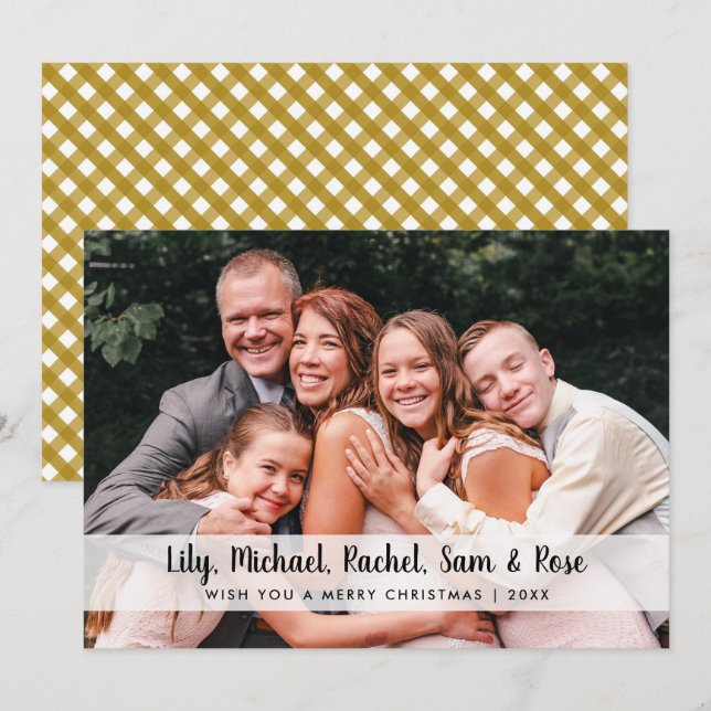 Elegant Minimal Merry Christmas Custom Photo  Holiday Card (Front/Back)