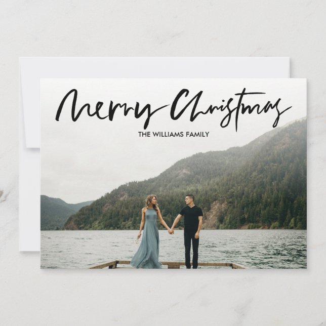 Elegant Minimal MERRY CHRISTMAS Photo Save The Date (Front)