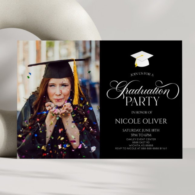Elegant Minimal Minimalist Custom Photo Graduation Invitation (Creator Uploaded)