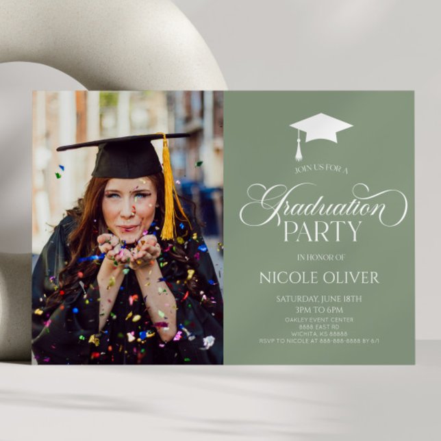 Elegant Minimal Minimalist Custom Photo Graduation Invitation (Creator Uploaded)