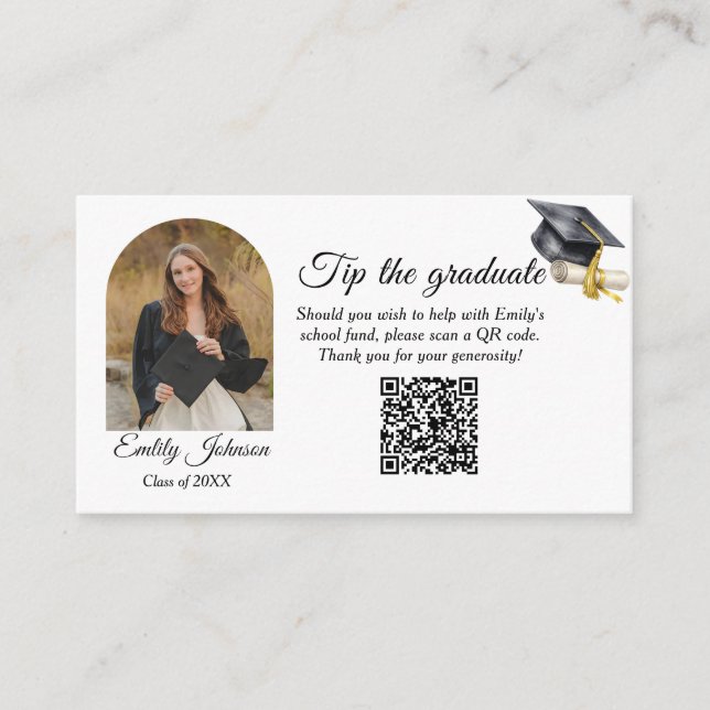 Elegant Minimal Minimalist Graduation Enclosure Card (Front)