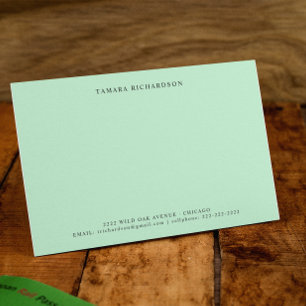 Elegant Minimal Mint Green Personalized Card