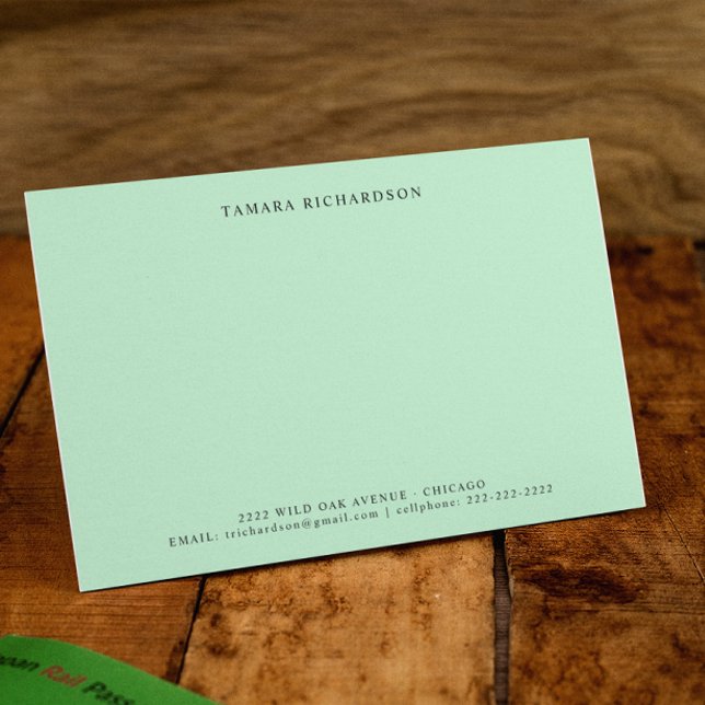 Elegant Minimal Mint Green Personalized Card (Creator Uploaded)
