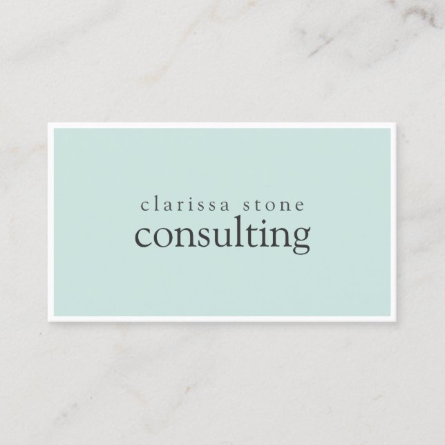 Elegant minimal mint white border consulting business card (Front)