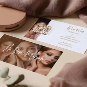 Elegant Minimal Modern Makeup Artist Photo Collage Business Card