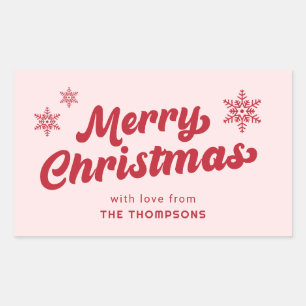 Elegant Minimal Modern Pink Boho Merry Christmas  Sticker