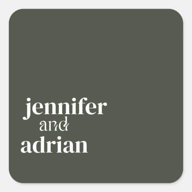 Elegant Minimal Modern Wedding Envelope Square Sti Sticker (Front)