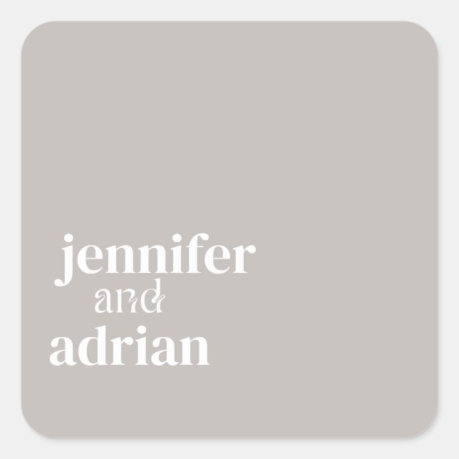 Elegant Minimal Modern Wedding Envelope Square   Sticker (Front)