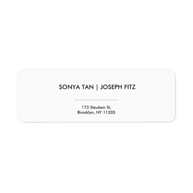 Elegant Minimal Modern Wedding Return Label (Front)