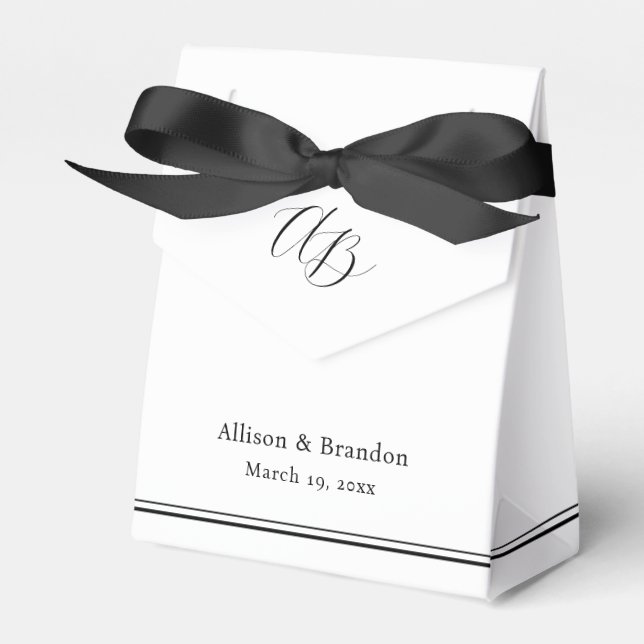 Elegant Minimal Monogram Custom Wedding Favor Box (Front Side)