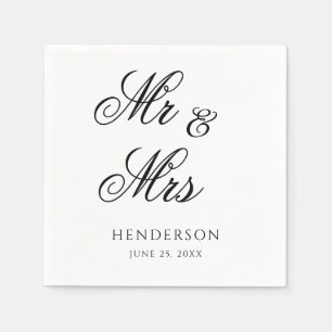 Elegant Minimal Mr and Mrs. Wedding Napkins