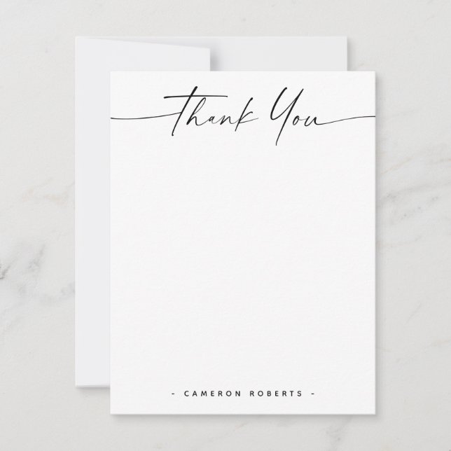Elegant minimal name and hand lettered thank you card (Front)