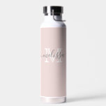 Elegant Minimal Name and Monogrammed Custom Colour Water Bottle<br><div class="desc">NewParkLane - Elegant minimalist water bottle in blush pink (custom colour), with for your name and monogram in a chic and classic typography. Easy to customize in Zazzle with your own text for a personalized design. All text styles, colours, and sizes can be modified to fit your needs. The background...</div>