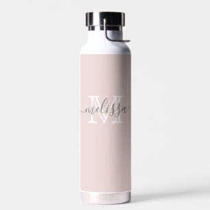 Elegant Minimal Name and Monogrammed Custom Colour Water Bottle