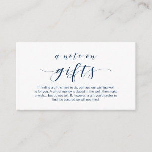 Elegant Minimal, Navy Blue font, A note on gifts Enclosure Card