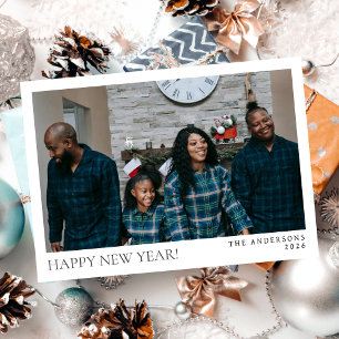 Elegant Minimal New Year Cheers Family Photo Holiday Card