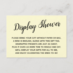Elegant, Minimal No Wrap Bridal Shower Yellow Enclosure Card