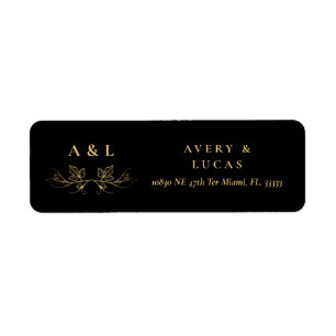 Élégant minimal noir Monogramme Mariage retour